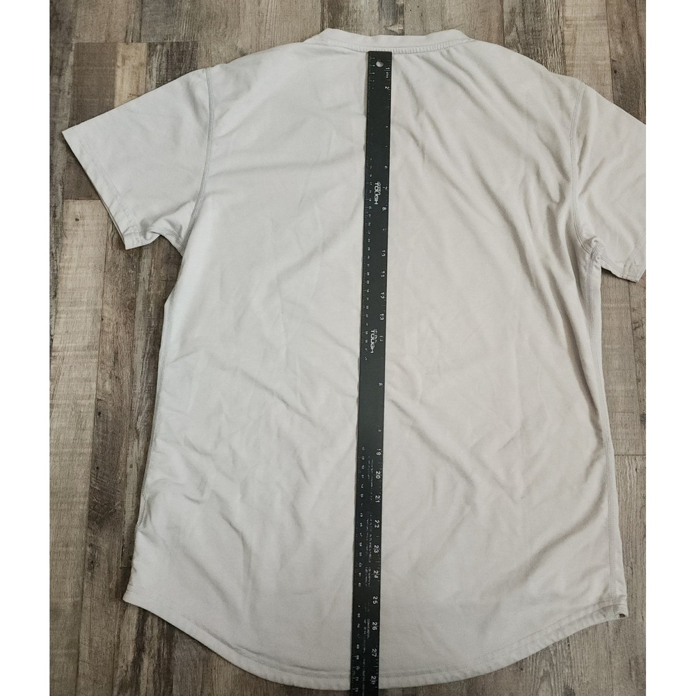 BYLT V-Neck T-Shirt Mens Medium Light Gray Signature Curved Hem Short Sleeve - Picture 4 of 5